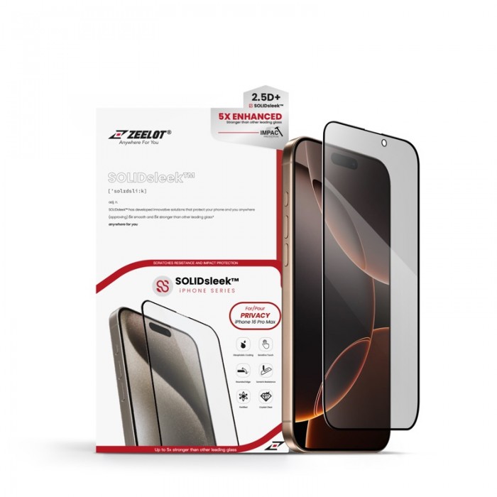 Kính Cường Lực iPhone 16 Pro Max Zeelot SolidSleek 2.5D Privacy